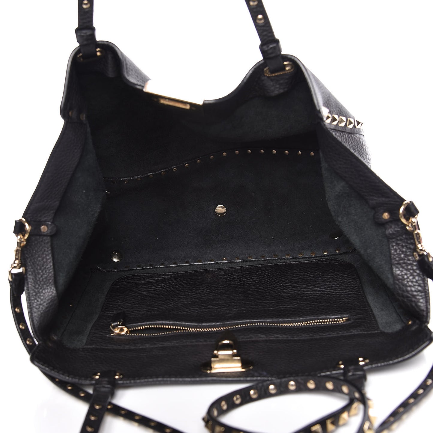 Alce Printed Calfskin Medium Rockstud Tote Black