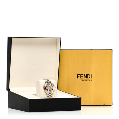 Fendi Stainless Steel Mother of Pearl Topaz Spinel 38mm Ishine Rotating Gem Two Tone Quartz Watch 5 of 5