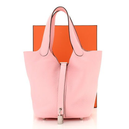 Hermes Taurillon Clemence Picotin Lock 18 PM Rose Sakura 11 of 11