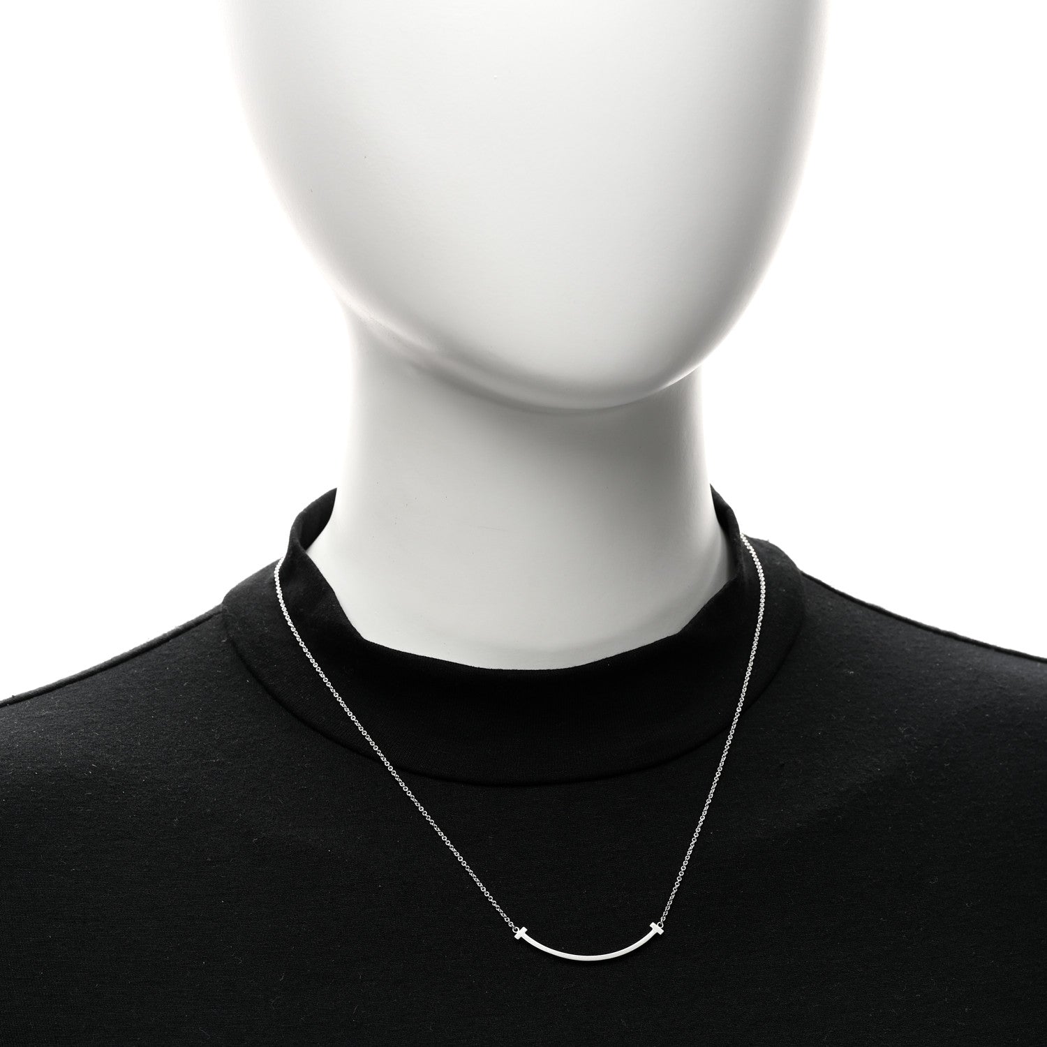 Tiffany Sterling Silver Small T Smile Pendant Necklace 2 of 5