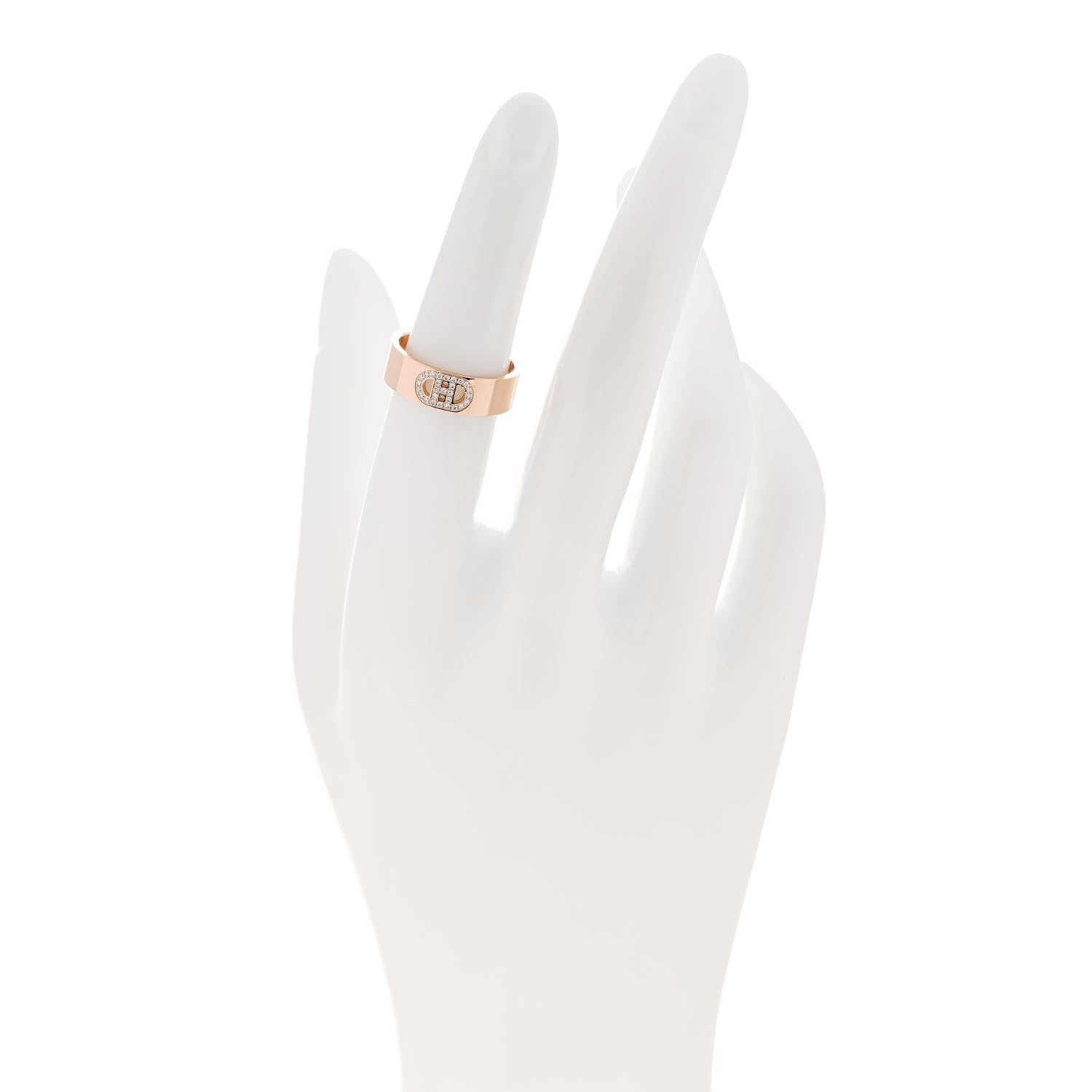 Hermes 18K Rose Gold Diamond PM H D'Ancre Ring 51 5.75 2 of 4