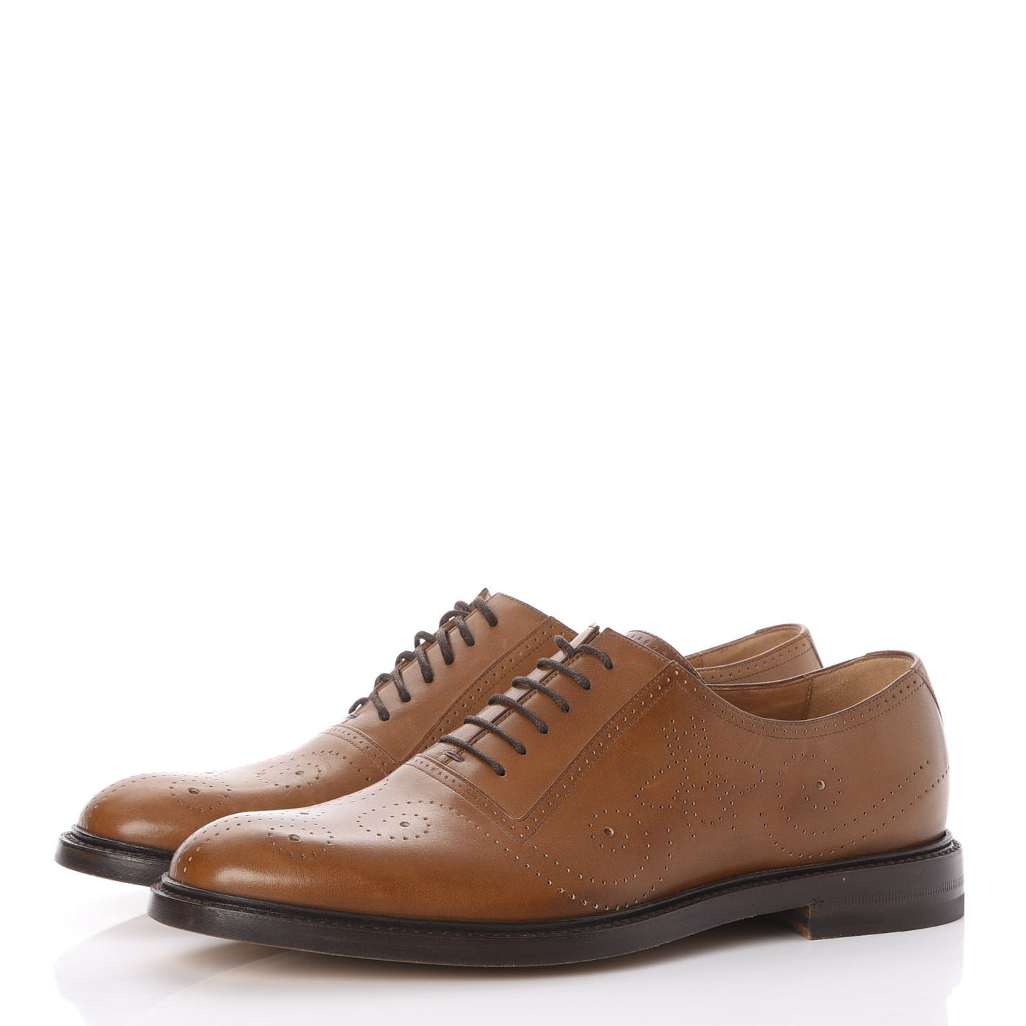 Calfskin Bee Perforated Mens Lace Up Oxfords 7 Brown