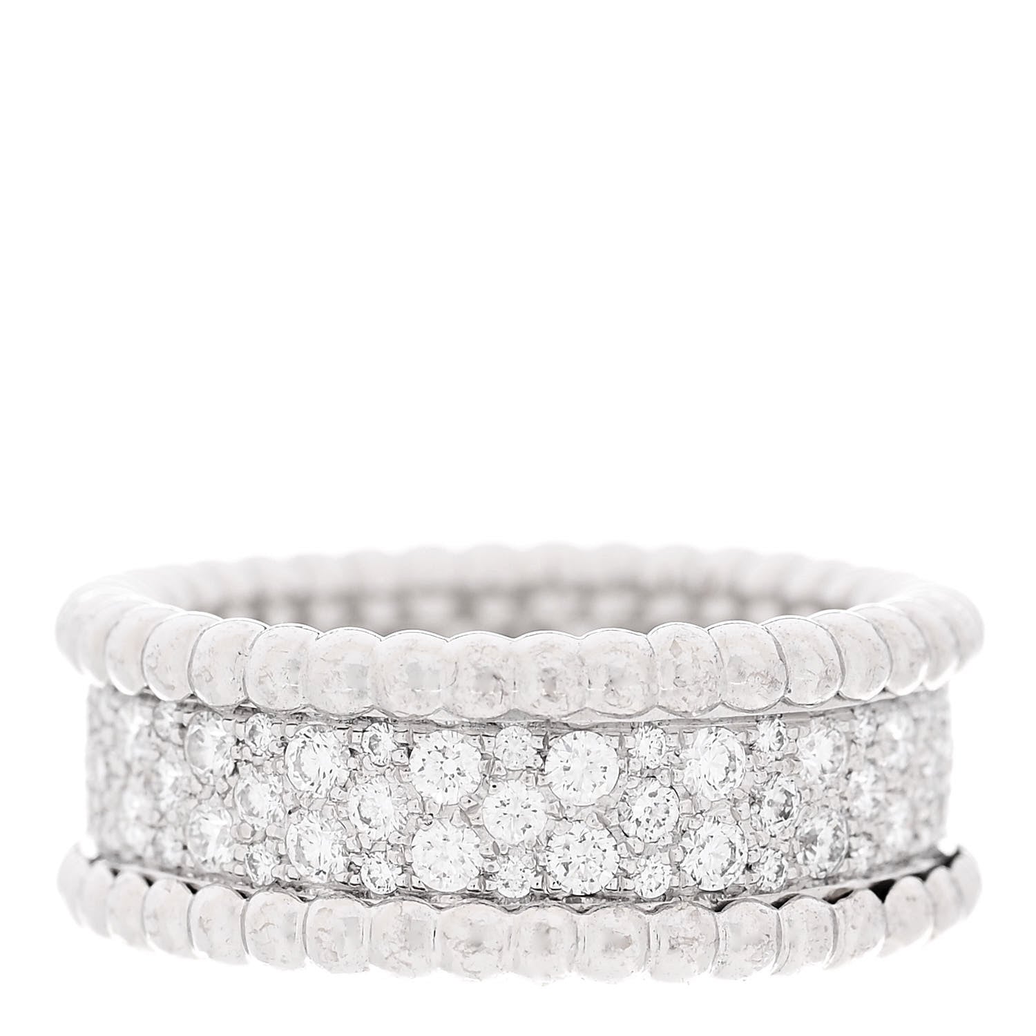 Van Cleef & Arpels 18K White Gold Diamond Perlee 3-Row Ring 53 6.5 3 of 5
