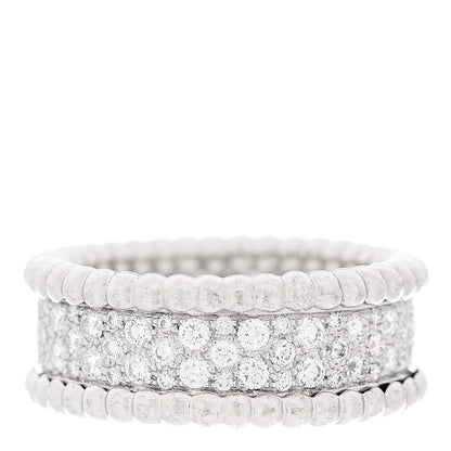 Van Cleef & Arpels 18K White Gold Diamond Perlee 3-Row Ring 53 6.5 3 of 5