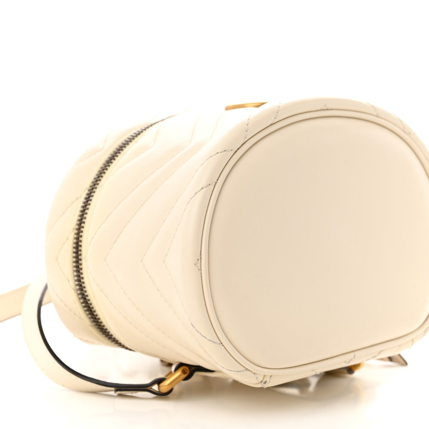 Calfskin Matelasse Mini GG Marmont Round Backpack White