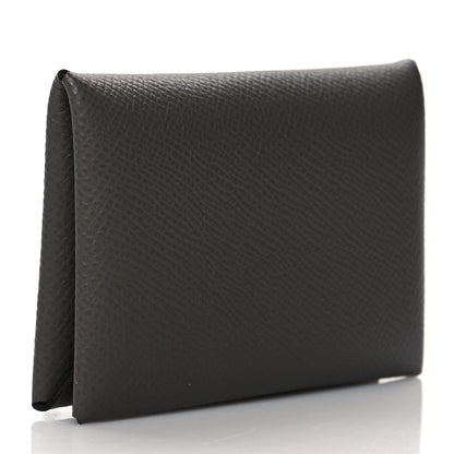 Hermes Epsom Calvi Card Case Gris Meyer 3 of 9