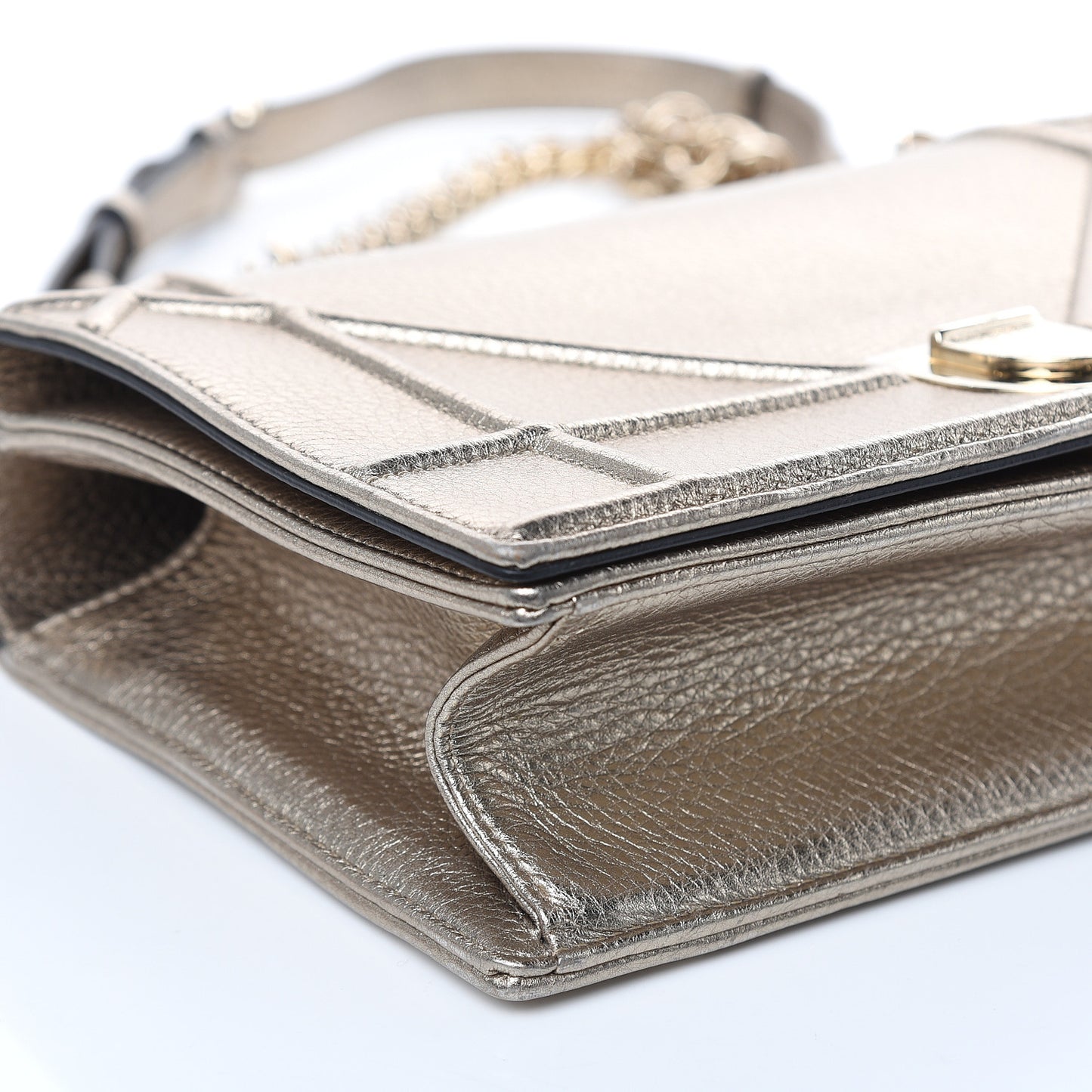 Metallic Grained Calfskin Medium Diorama Flap Bag Gold