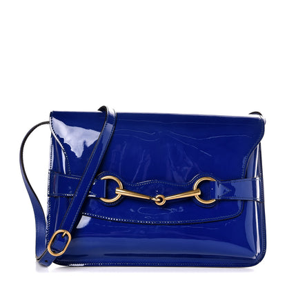 Gucci Patent Large Bright Bit Shoulder Bag Deep Zaffiro 1 of 8