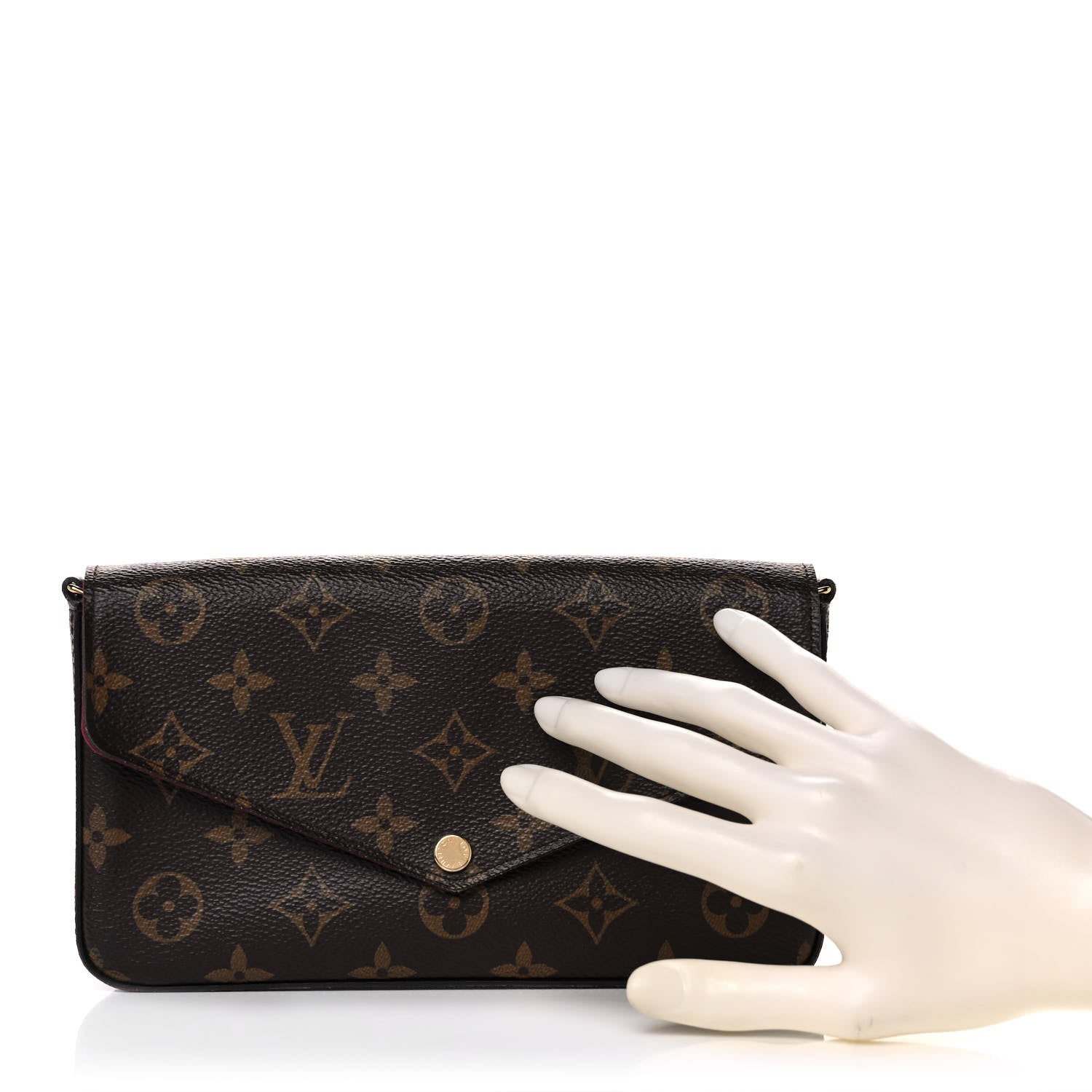 Louis Vuitton Monogram Pochette Felicie Chain Wallet Fuchsia 2 of 9