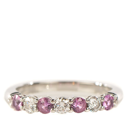 Tiffany Platinum Diamond Pink Sapphire Legacy Ring 7 1 of 6