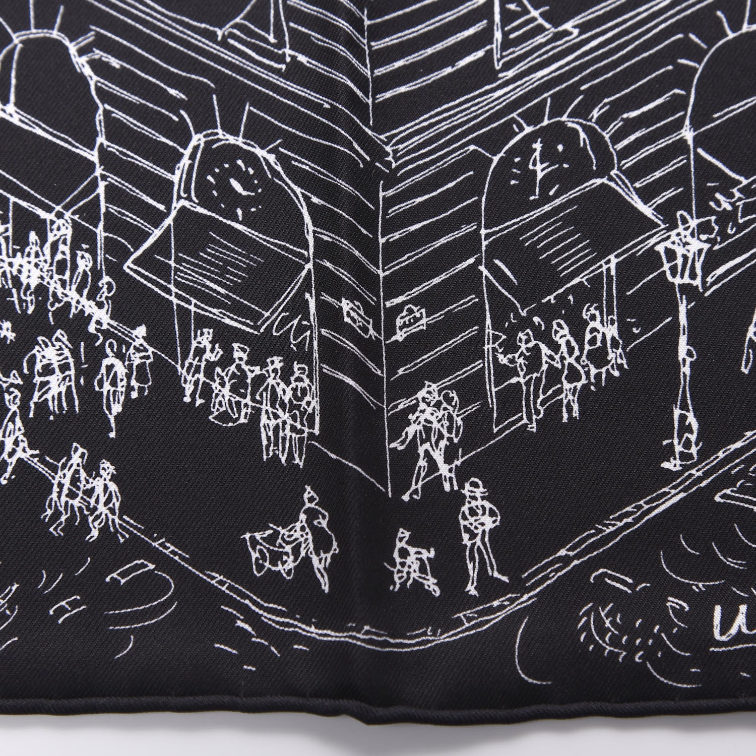 Hermes Silk Un Jardin Sur Le Toit Pocket Square Black White 3 of 4