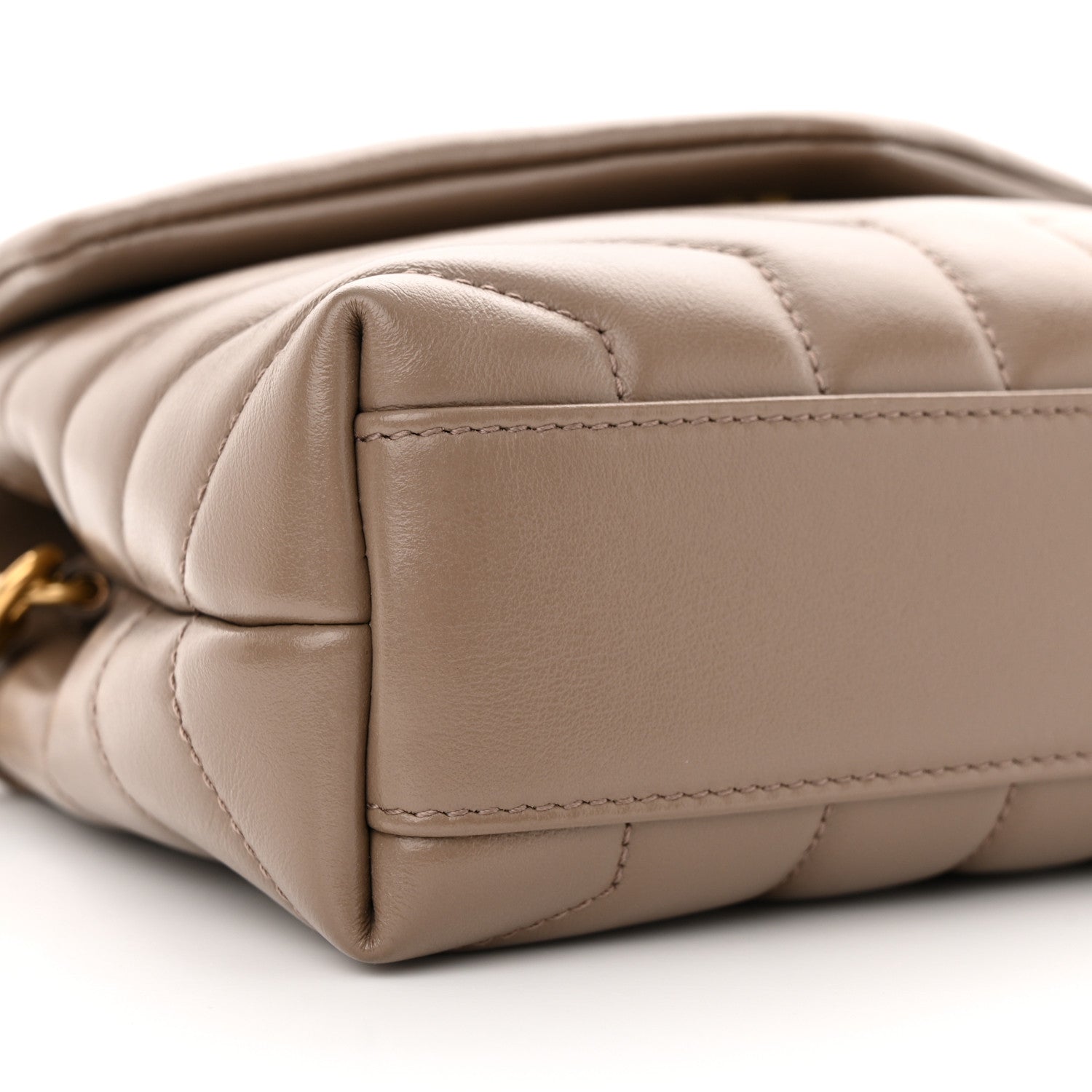 Saint Laurent Calfskin Y Quilted Monogram Toy Loulou Crossbody Bag Dark Beige 9 of 11