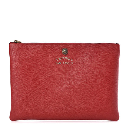 Gucci Pebbled Calfskin Animalier Tiger Zip Pouch Red 1 of 10