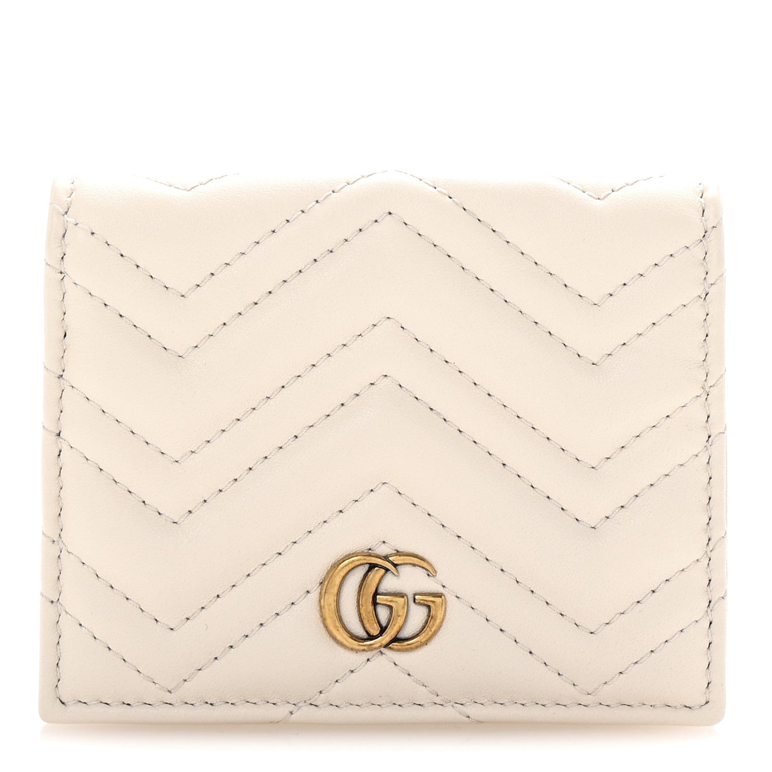 Gucci Calfskin Matelasse GG Marmont Card Case White 1 of 7