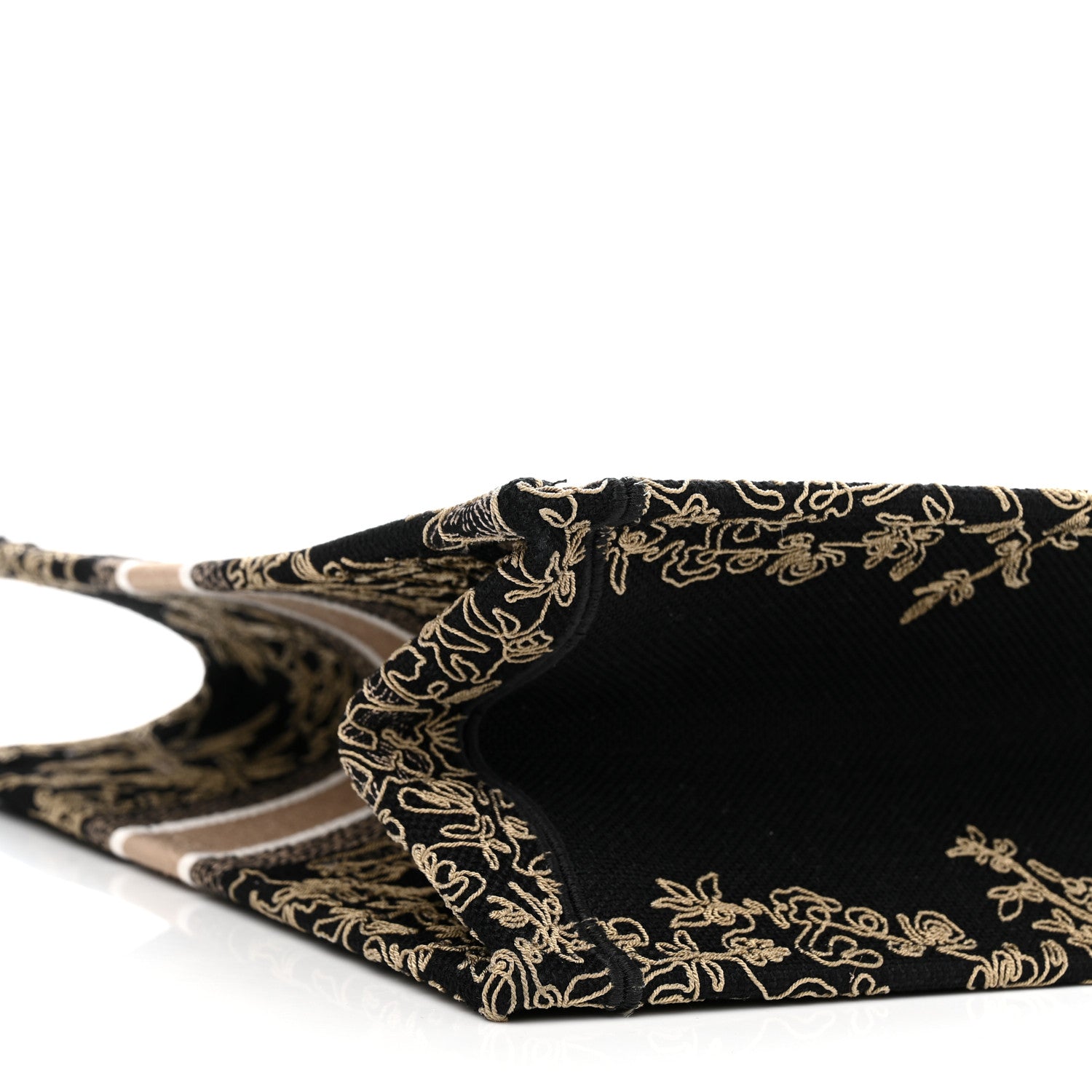 Christian Dior Canvas Embroidered Large Ornamental Cornely Book Tote Black Beige 8 of 9