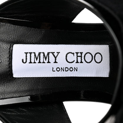 Jimmy Choo Patent Velvet Bow Mule Sandals 36.5 Black 6 of 8