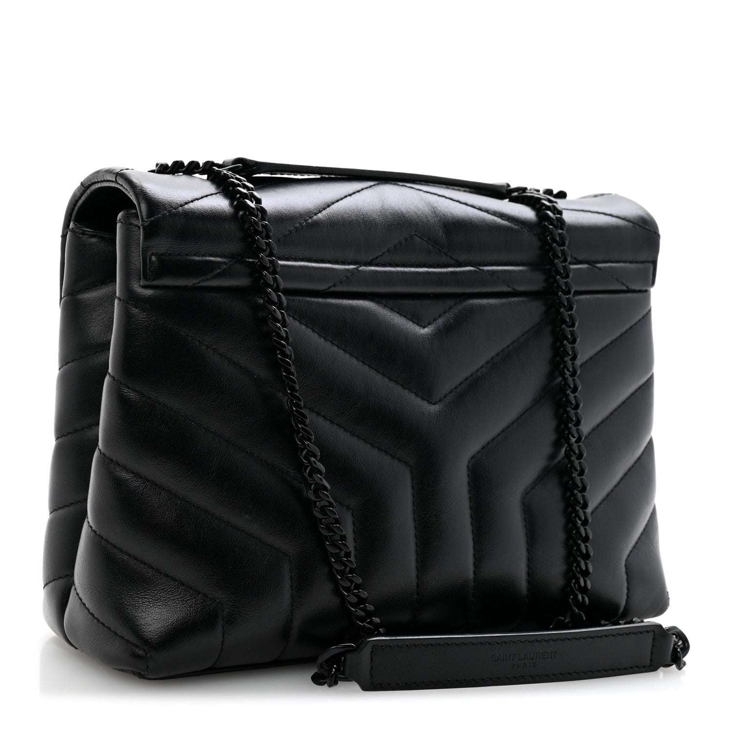 Saint Laurent Calfskin Y Quilted Monogram Monochrome Small Loulou Chain Satchel Black 3 of 14