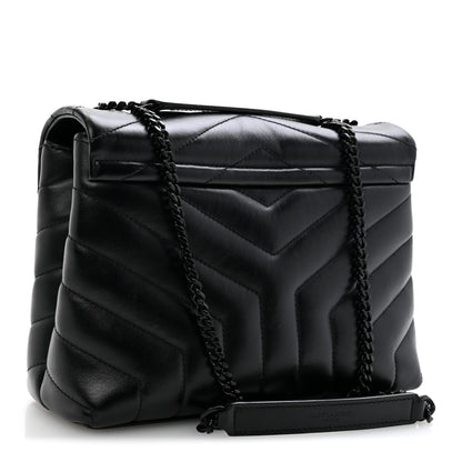 Saint Laurent Calfskin Y Quilted Monogram Monochrome Small Loulou Chain Satchel Black 3 of 14