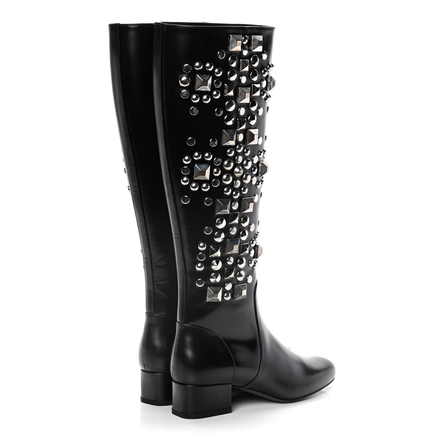 Ketta Studded Babies 40 Brod Knee High Boots 35.5 Black