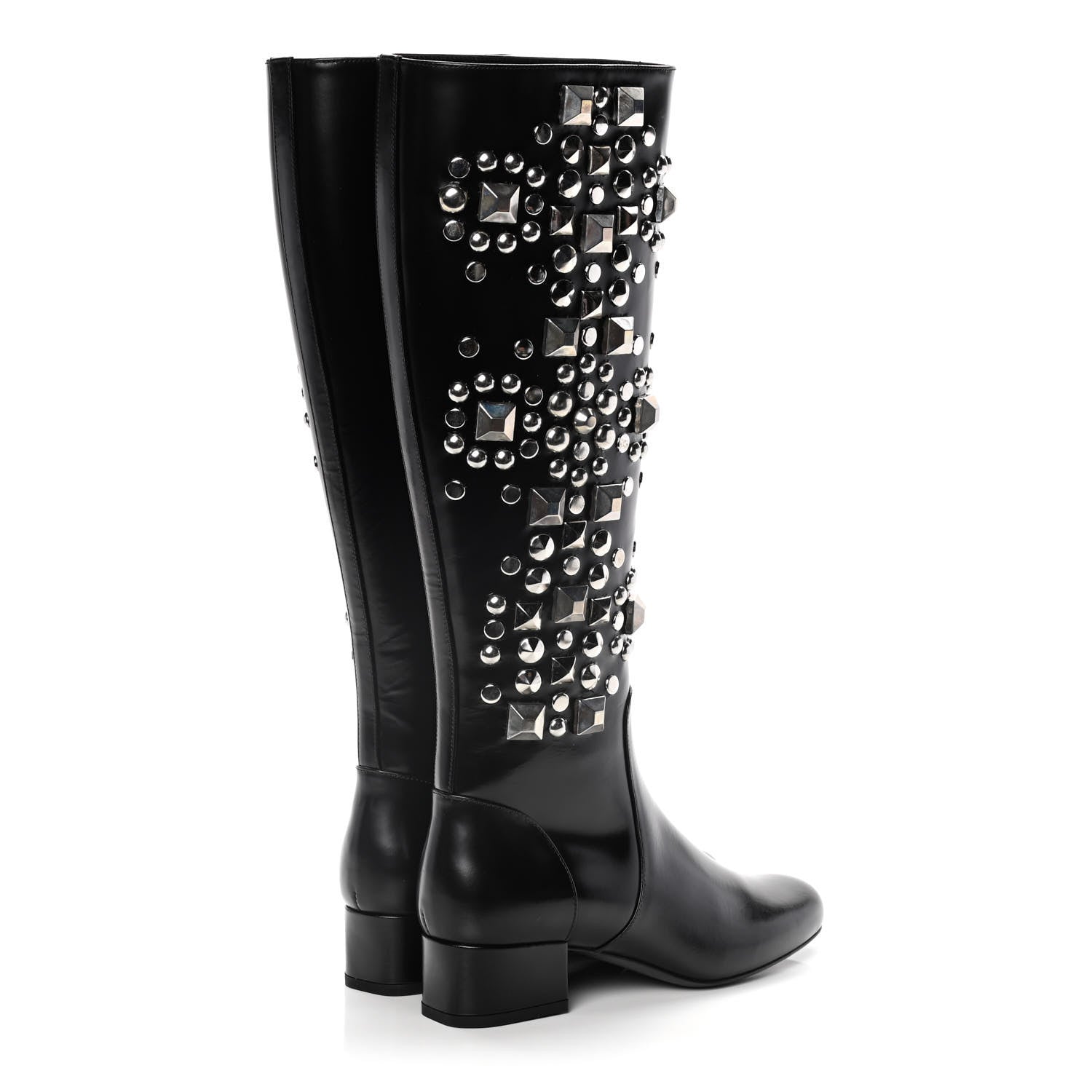 Saint Laurent Ketta Studded Babies 40 Brod Knee High Boots 35.5 Black 4 of 17