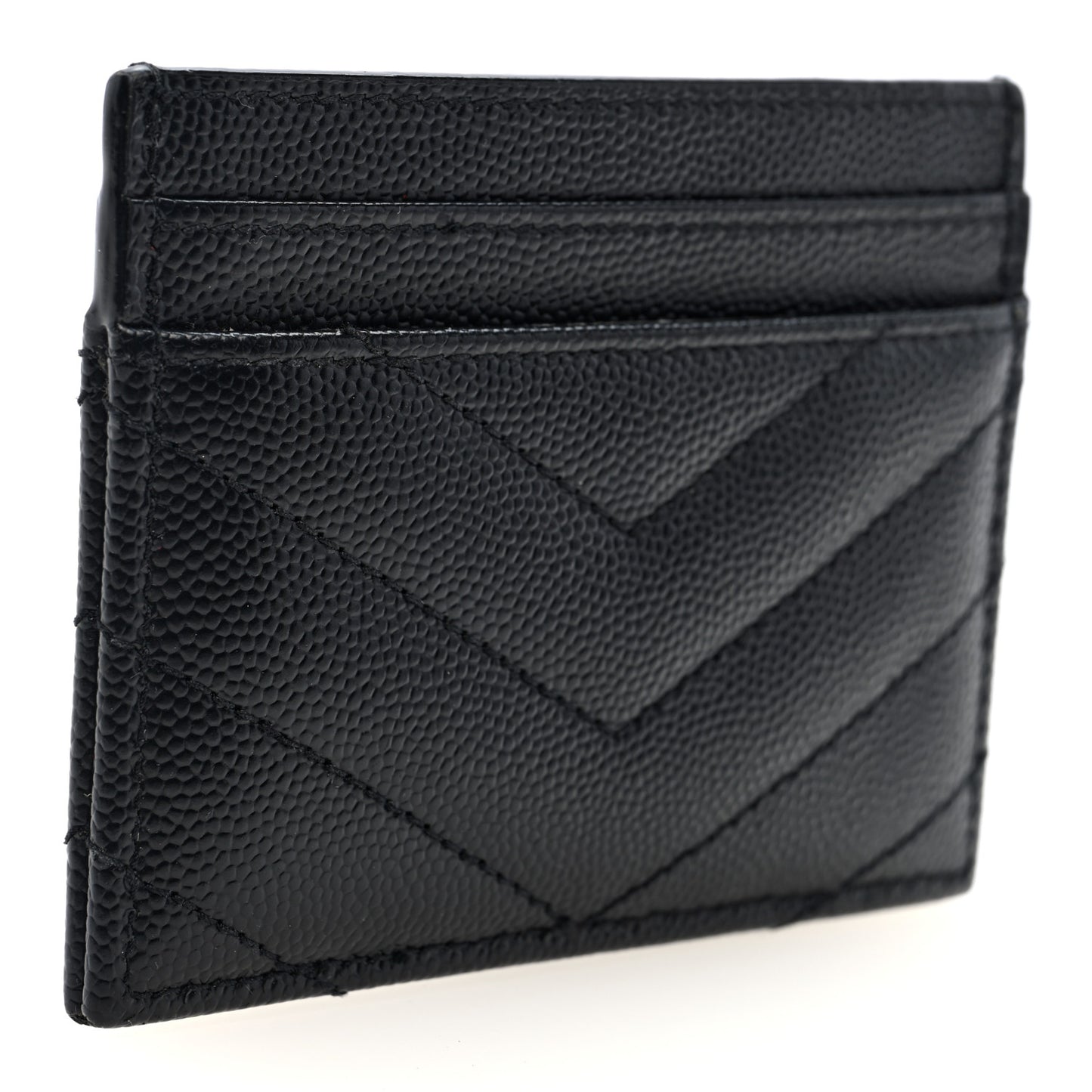 Grain De Poudre Matelasse Chevron Monochrome Monogram Credit Card Case Black