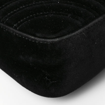 Gucci Velvet Matelasse Mini GG Marmont Shoulder Bag Black 10 of 12