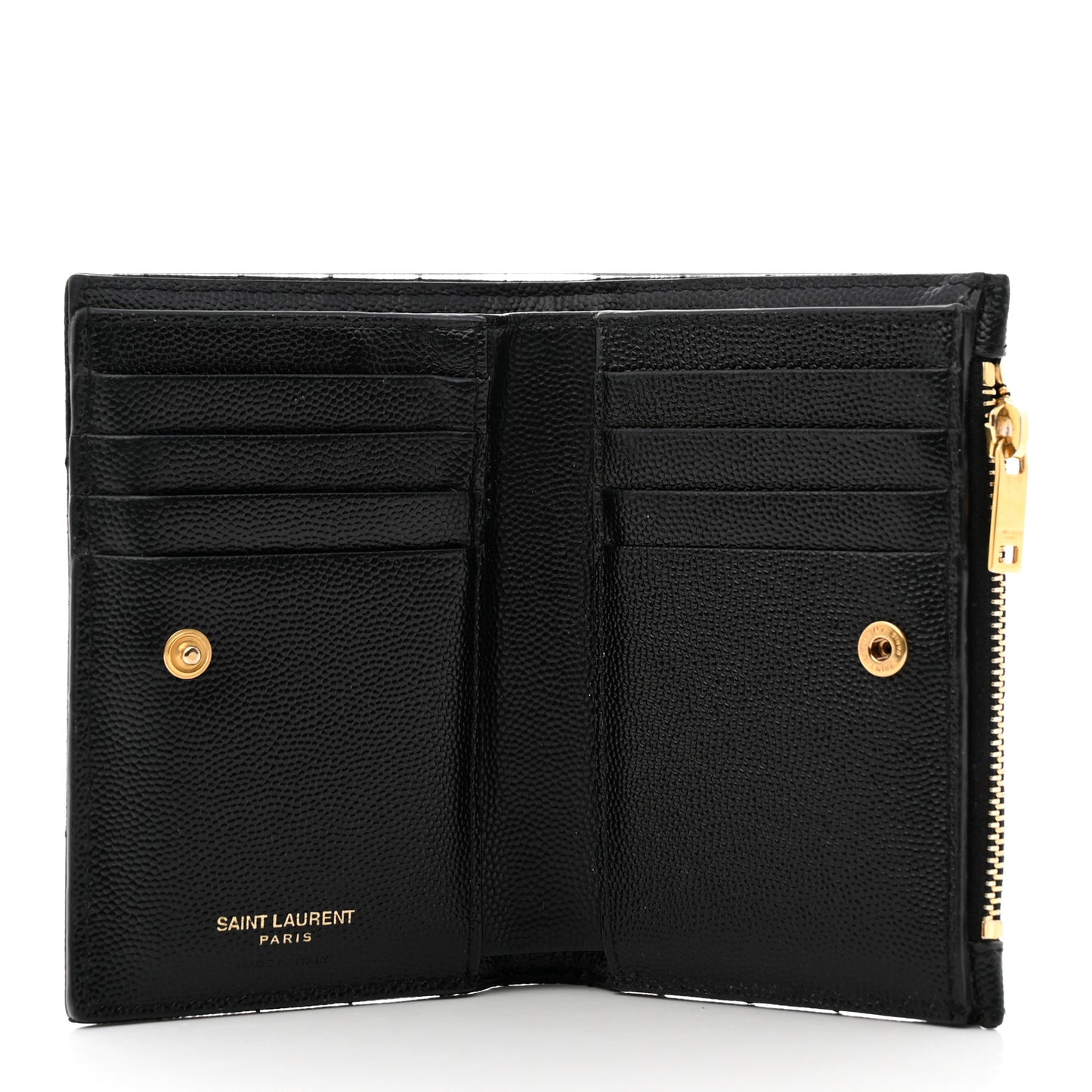 Grain De Poudre Matelasse Chevron Monogram Zipped Two-Part Wallet Black