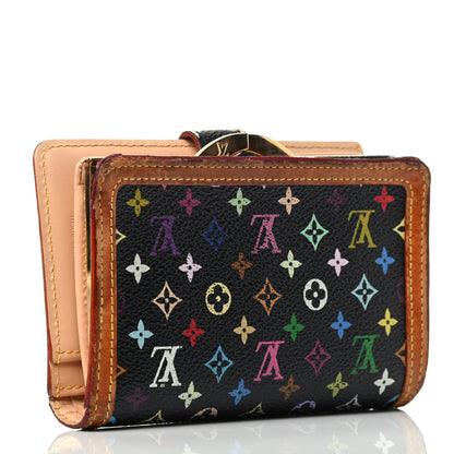 Louis Vuitton Monogram Multicolor French Purse Wallet Black 2 of 4