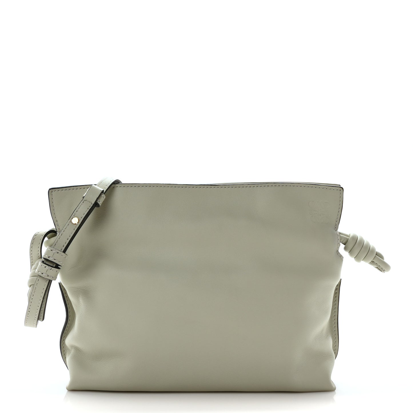 Calfskin Flamenco Knot Clutch Light Celadon