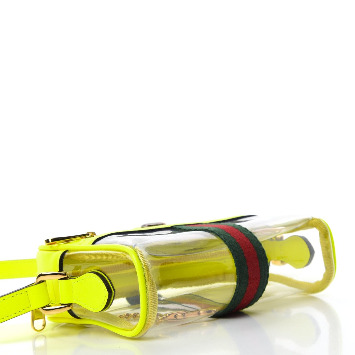 Vinyl Web Mini Ophidia Transparent Shoulder Bag Yellow Fluo