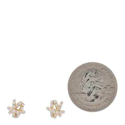 David Yurman 18K Yellow Gold Diamond 9mm Pave Crossover Stud Earrings 2 of 4