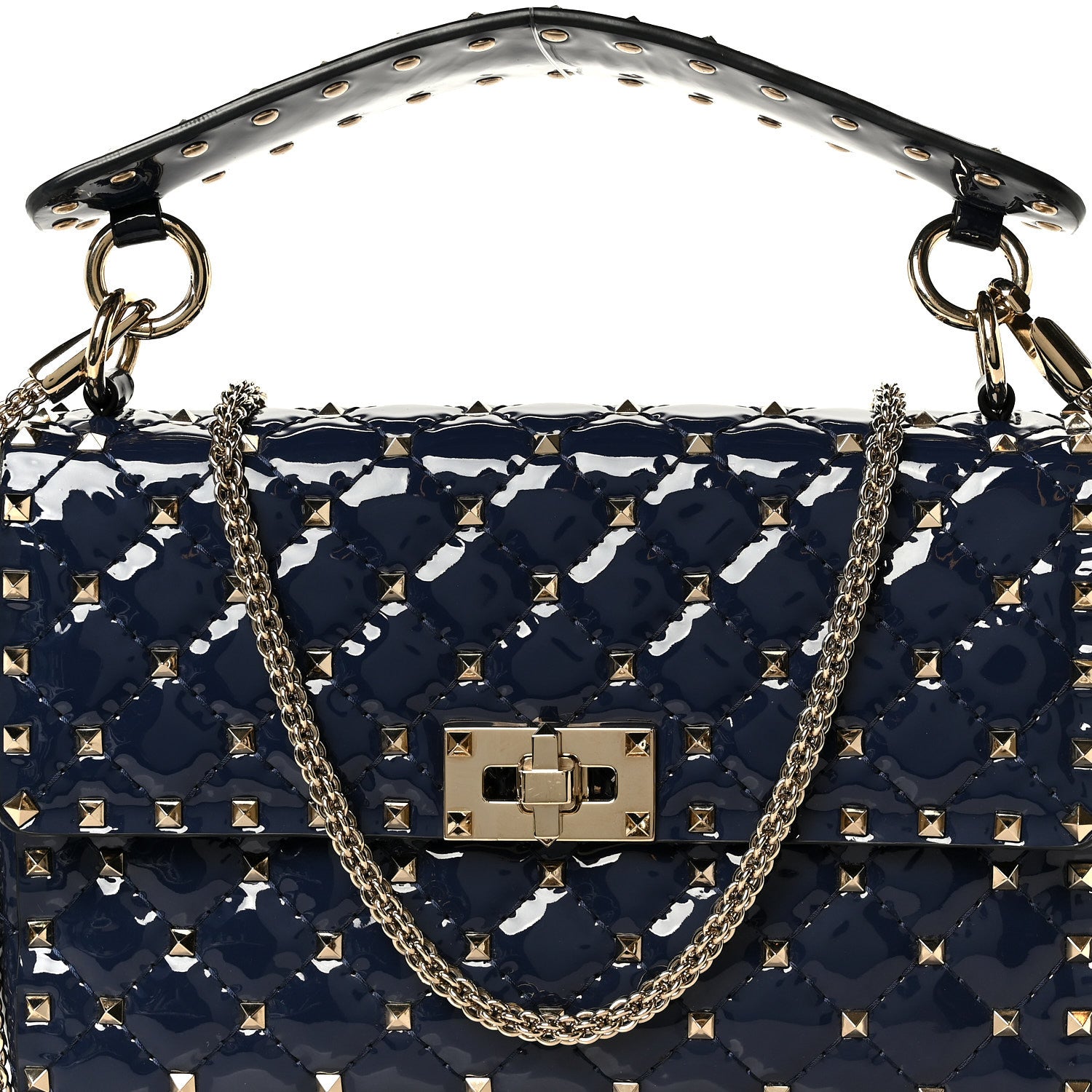 Valentino Garavani Patent Medium Rockstud Spike Shoulder Bag Pure Blue 8 of 11