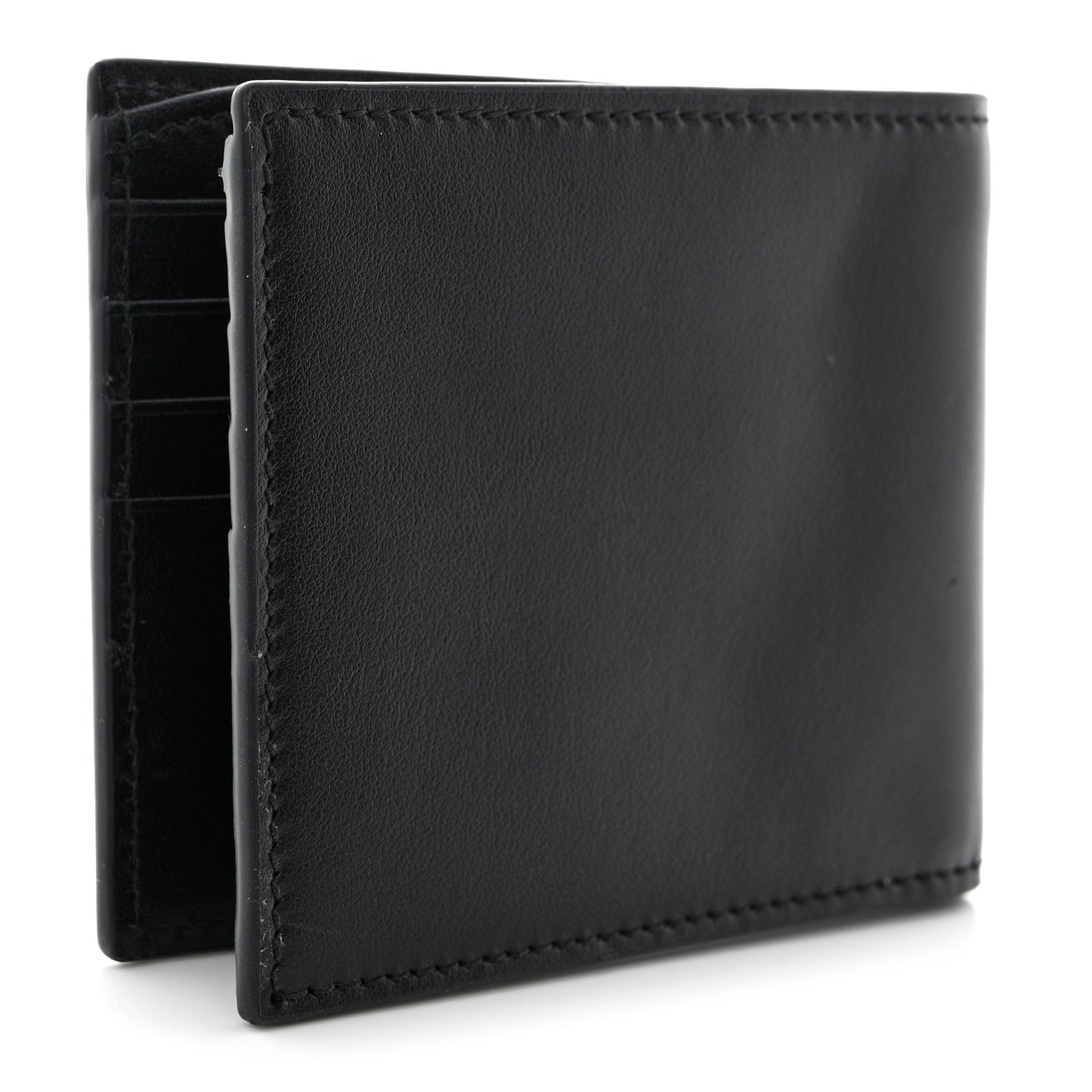Plutone Calfskin Logo Bi-Fold Wallet Black