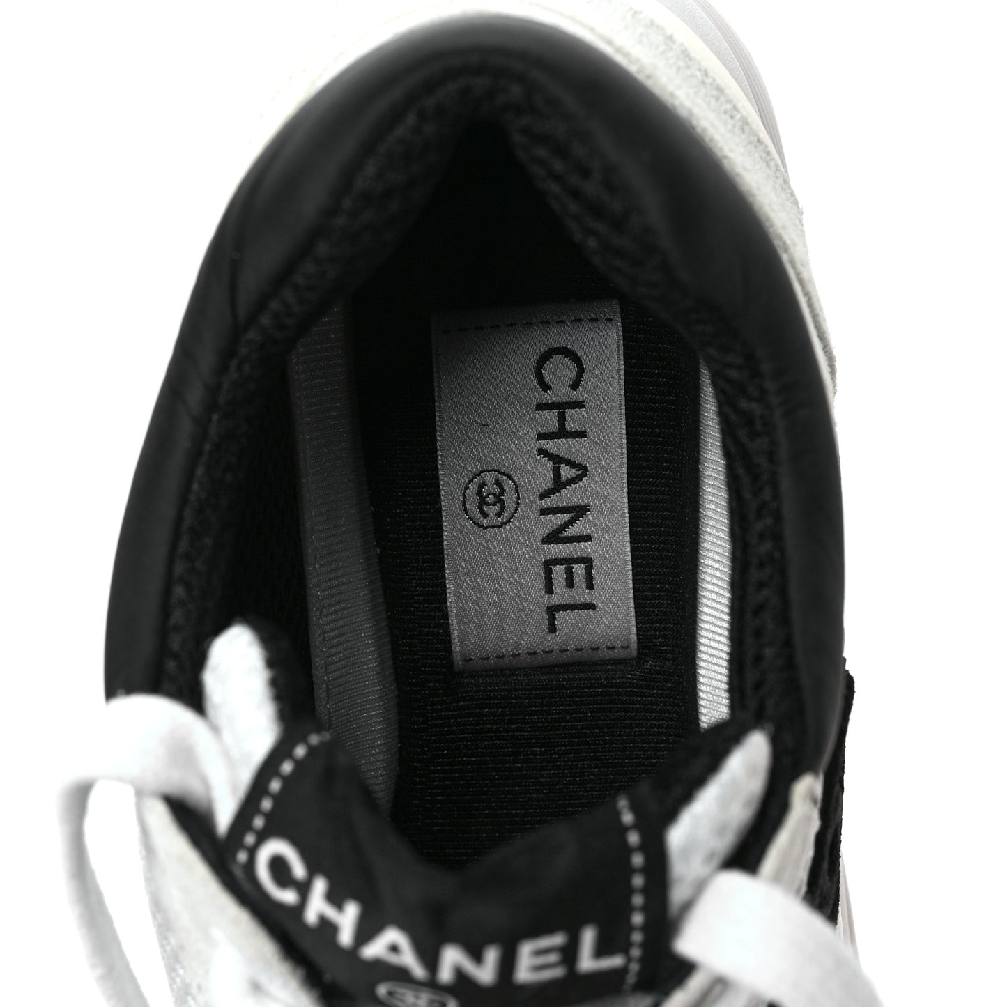 Mesh Suede Calfskin Grained Calfskin Womens CC Sneakers 37 White Black