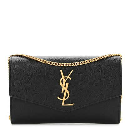 Saint Laurent Grain De Poudre Uptown Chain Wallet Black 1 of 11