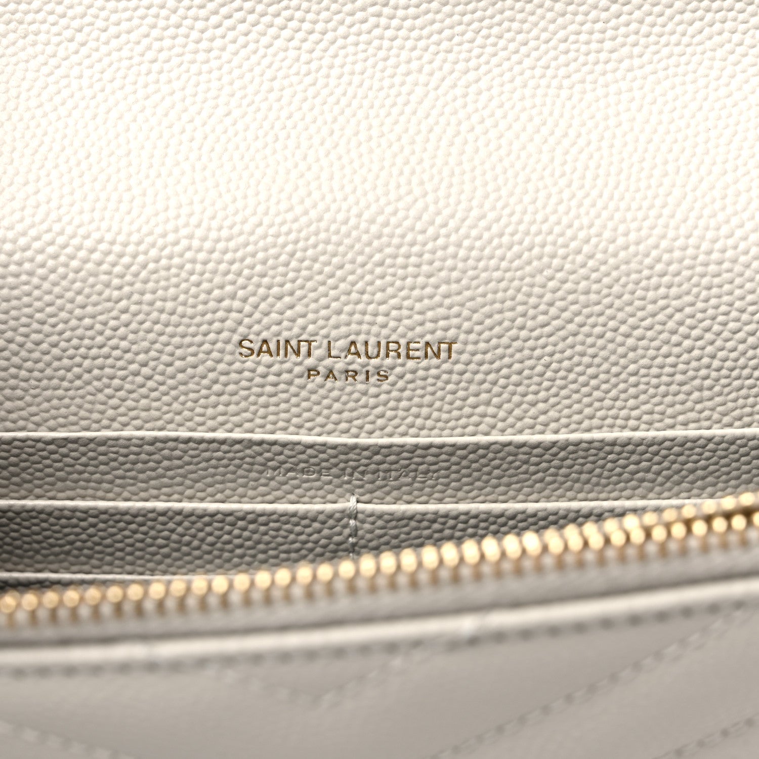 Saint Laurent Grain De Poudre Matelasse Chevron Cassandre Envelope Chain Wallet Crema Soft 6 of 11