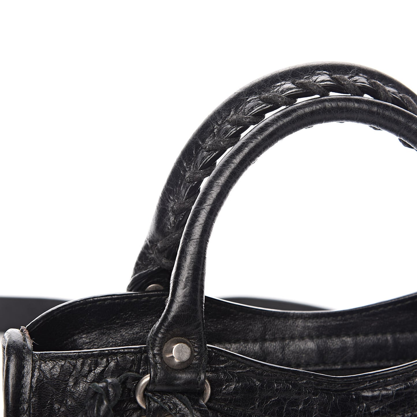 Agneau Silver Metallic Edge Hardware Mini City Black