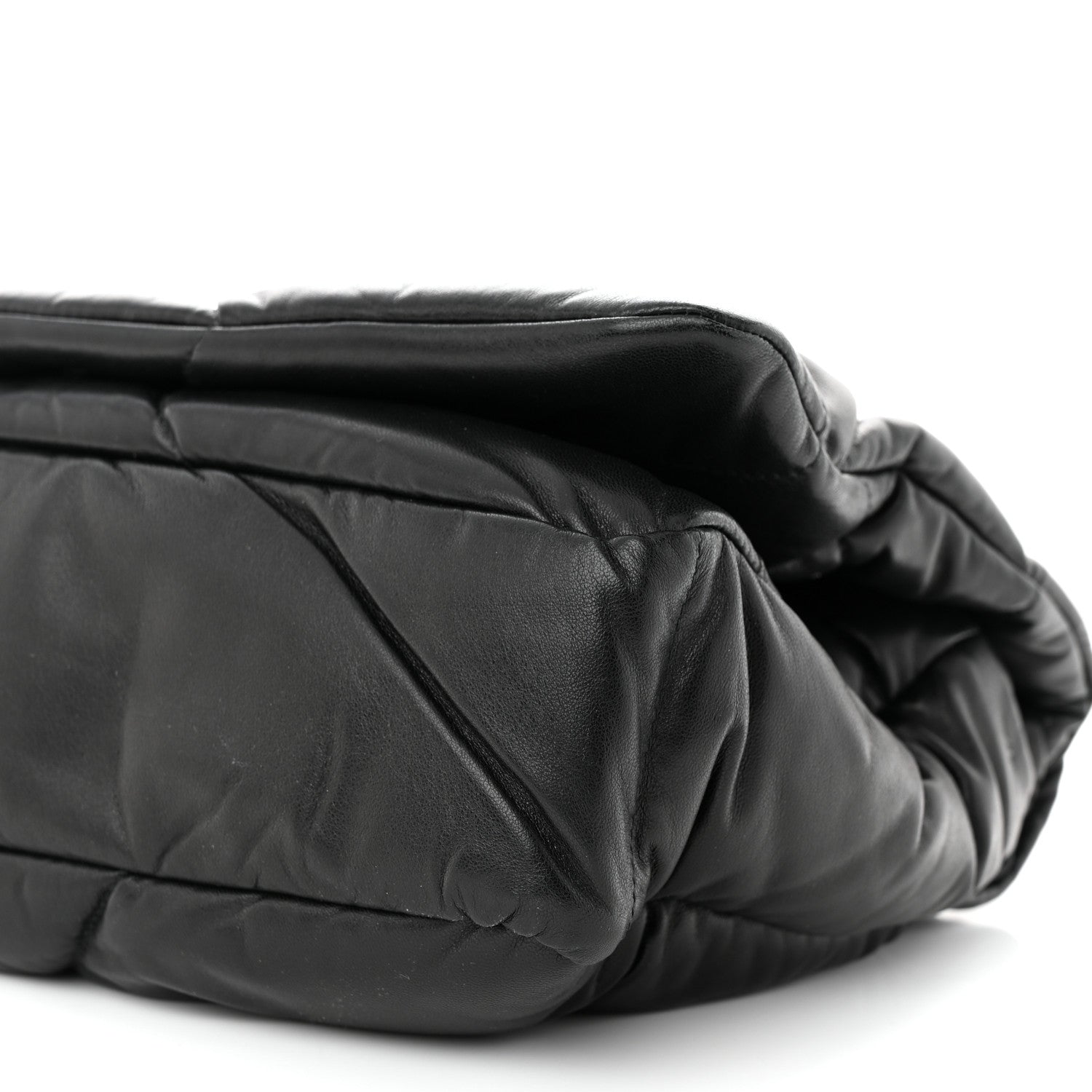 Prada Nappa Soft Padded Logo Embossed Triangle Quilted Shoulder Bag Black 10 of 10