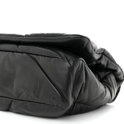 Prada Nappa Soft Padded Logo Embossed Triangle Quilted Shoulder Bag Black 10 of 10