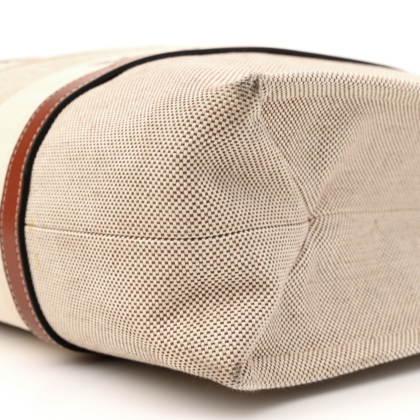 Cotton Calfskin Large Woody Ribbon Tote White Brown