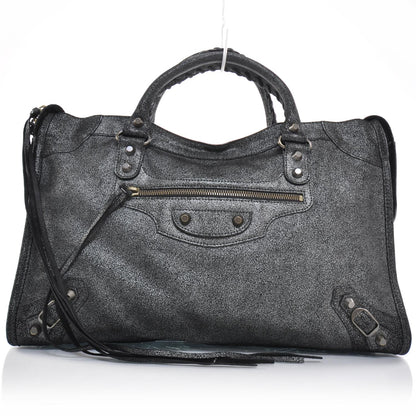 Balenciaga Metallic Craquele Calfskin Classic Hardware City Black 1 of 10