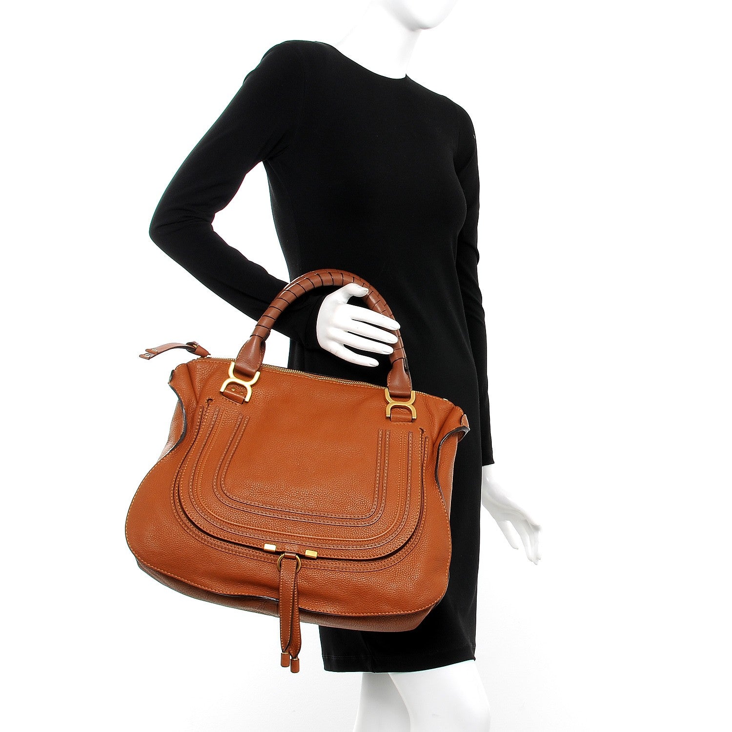 Chloe Calfskin Large Marcie Satchel Tan 2 of 7