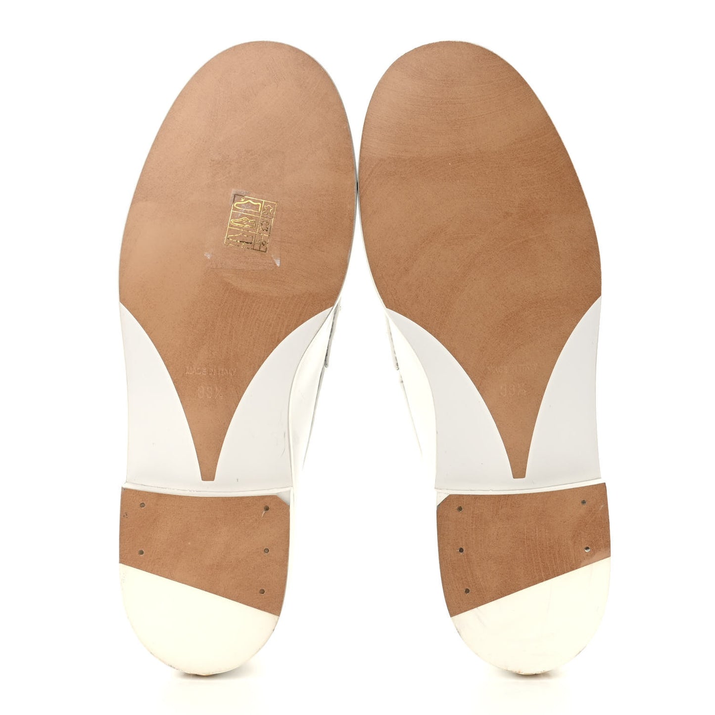 Shiny Calfskin Logo Loafers 38.5 White