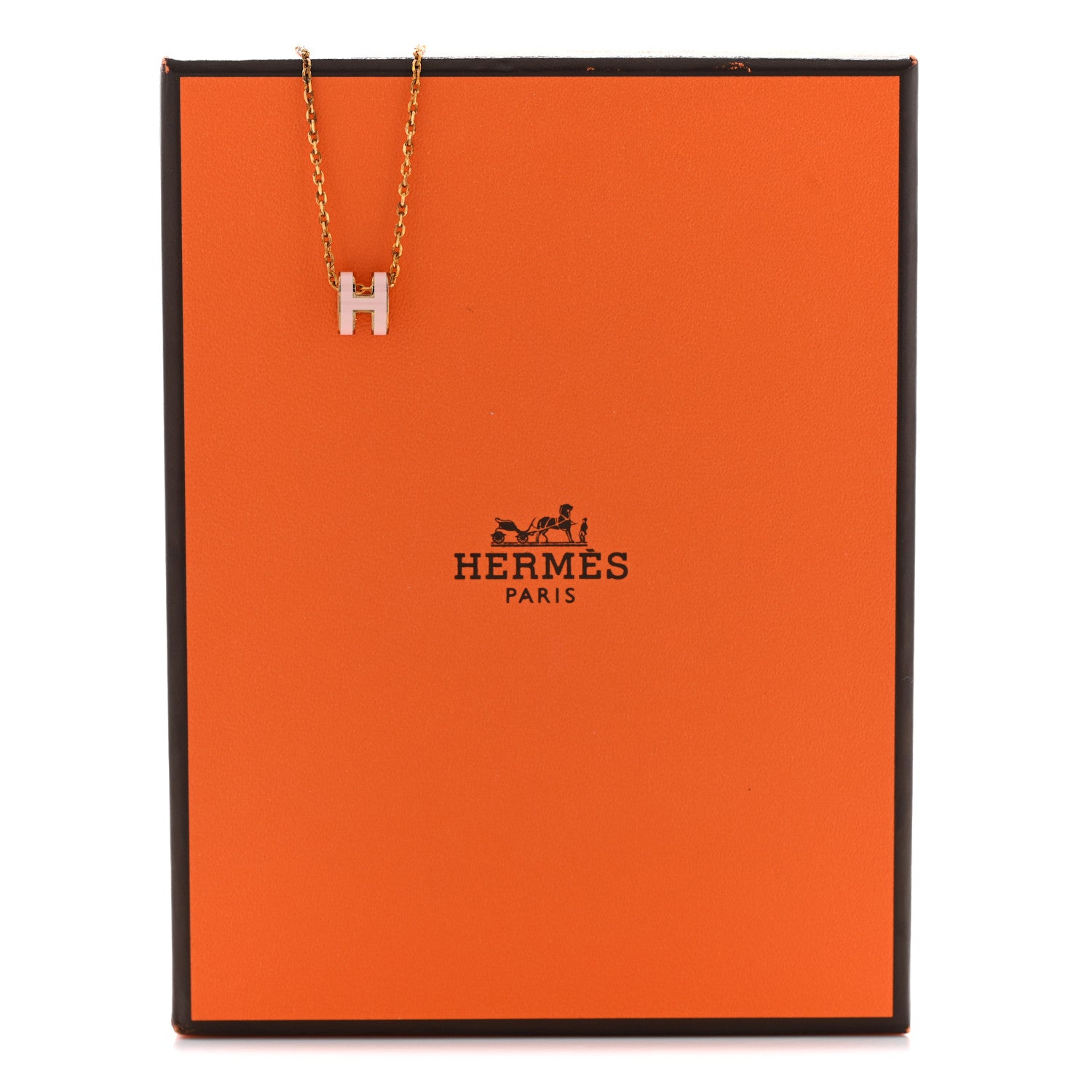 Hermes Lacquered Gold Mini Pop H Pendant Necklace Rose Dragee 9 of 9