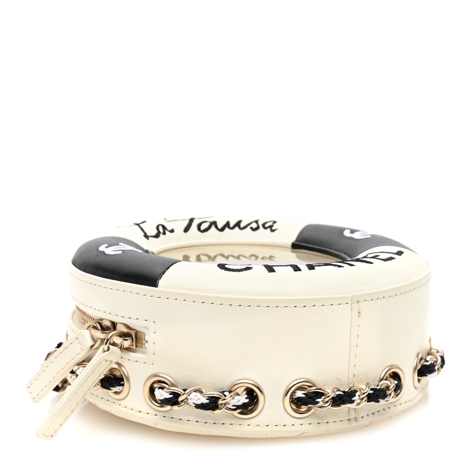 Chanel Lambskin Coco Lifesaver Round Bag Black White 4 of 10