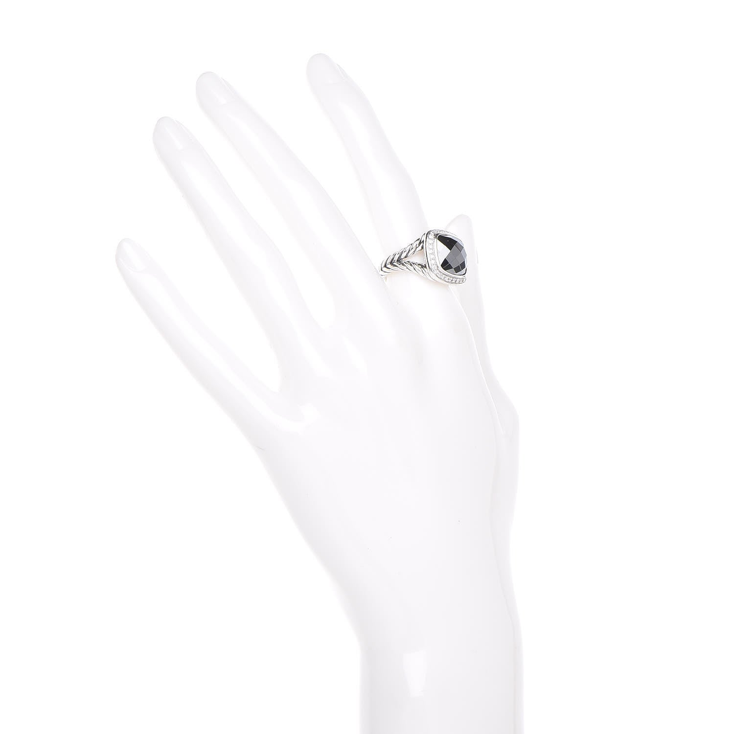 David Yurman Sterling Silver Diamond Hematite 11mm Albion Ring 52 6 2 of 6