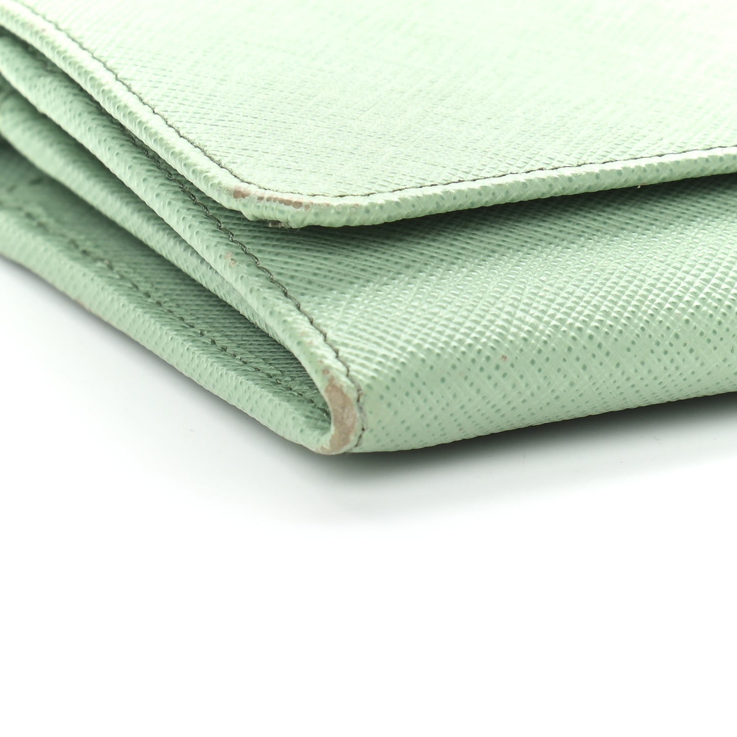 Saffiano Metal Oro Chain Wallet Acquamarina