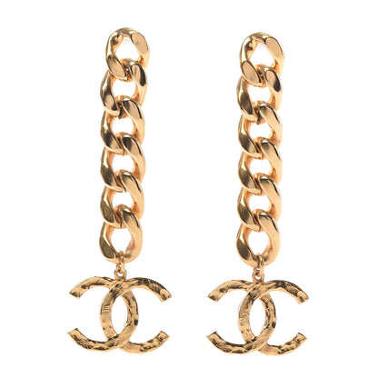 Chanel Metal CC Pick Drop Earrings Gold 1 of 5