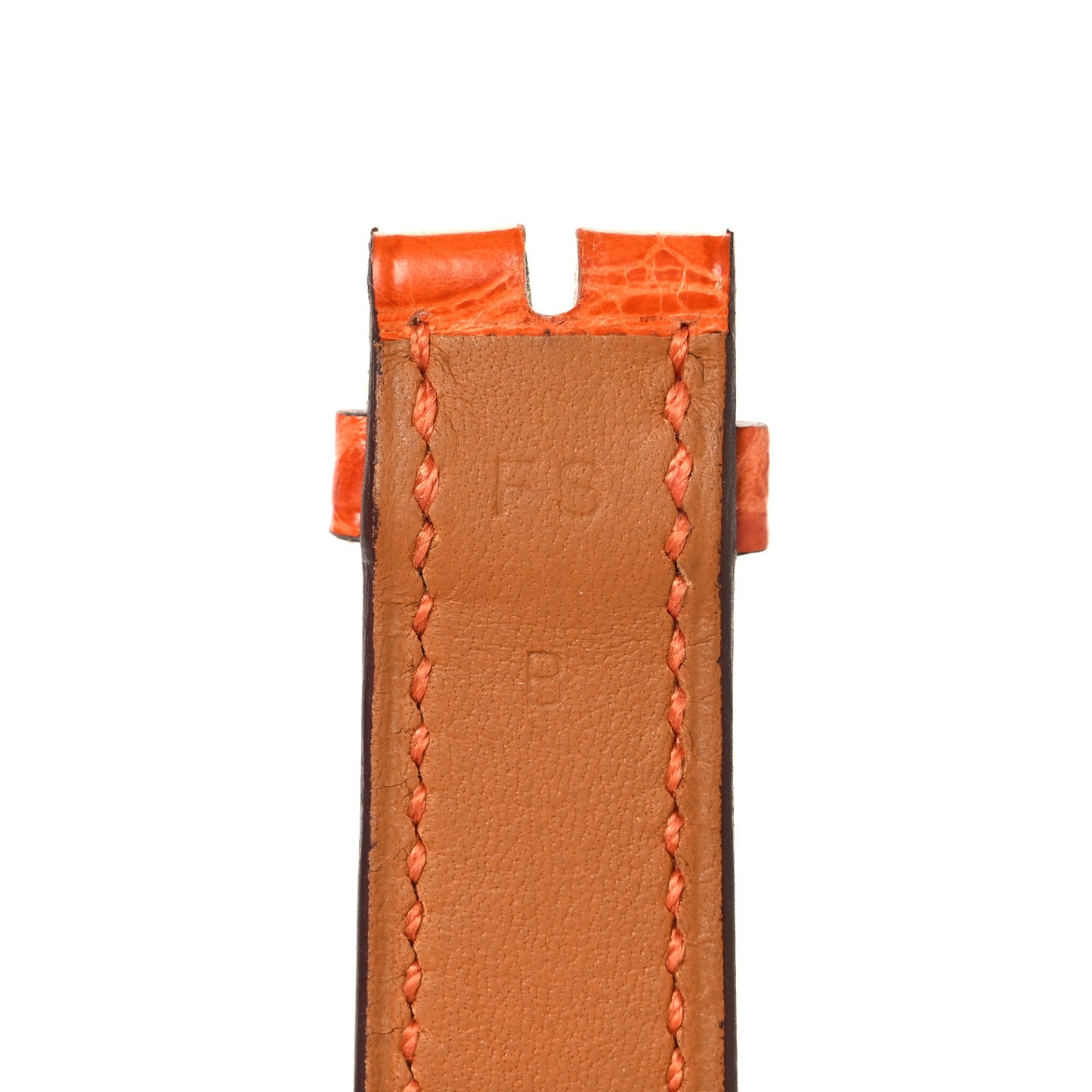 Shiny Alligator Single Tour Watch Strap Orange