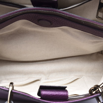 Gucci Pebbled Calfskin Medium Bamboo Shopper Tote Purple 6 of 13